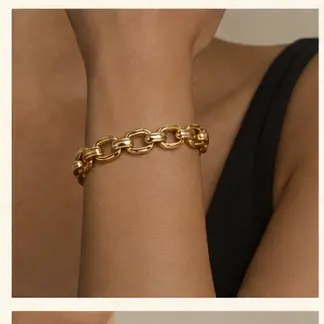 Aurelia Gold Link Bracelet styled on a model from a second angle
