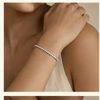 Petite Diamond Tennis Bracelet styled on a model from a second angle
