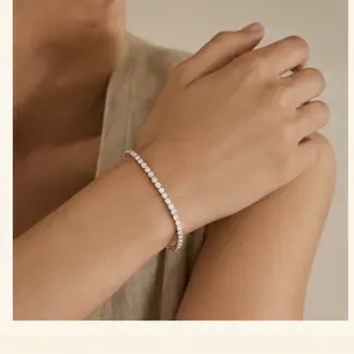 Riviera Diamond Line Bracelet styled on a model from a second angle