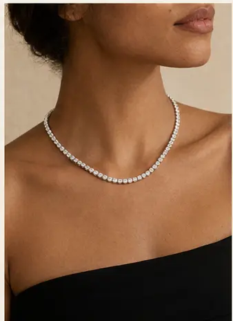 Vesper Diamond Collar styled on a model from a second angle